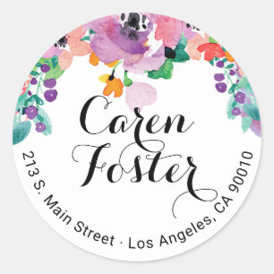 Pegatina Redonda Etiquetas de invitación de dirección de devolución