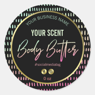 Pegatina Redonda Etiquetas de la mantequilla del cuerpo del patrón 