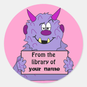 Pegatina Redonda Etiquetas de libros personalizadas de niños con mo