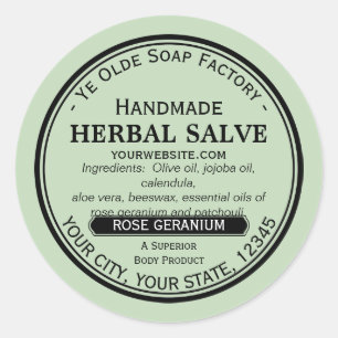 Pegatina Redonda Etiquetas de Loción de Salve Redonda Hechas a Mano
