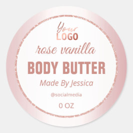 Pegatina Redonda Etiquetas de manteca de Rosa de oro blanco