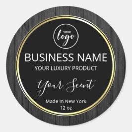 Pegatina Redonda Etiquetas de manteca para el cuerpo negro de mader