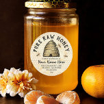 Pegatina Redonda Etiquetas de miel de vintage | Comida del Honeycom<br><div class="desc">Elegantes pegatinas vintage con tarros de miel con un fondo rústico de oro de panal de miel,  una colmena de abejas,  abejas y detalles.</div>