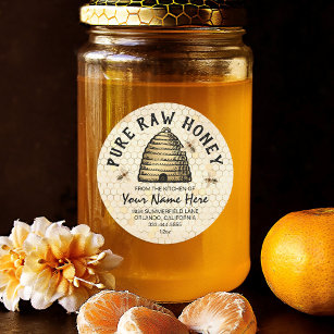 Pegatina Redonda Etiquetas de miel de vintage   Comida del Honeycom