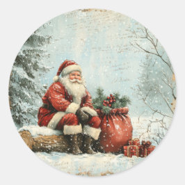 Pegatina Redonda Etiquetas de Navidad - Etiquetas festivas y decora