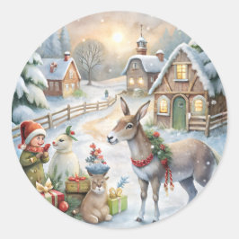 Pegatina Redonda Etiquetas de Navidad - Etiquetas festivas y decora