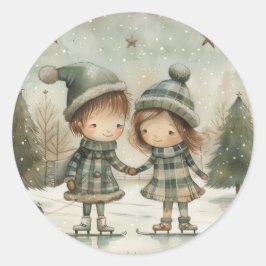 Pegatina Redonda Etiquetas de Navidad - Etiquetas festivas y decora