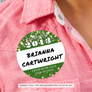 Pegatina Redonda Etiquetas de nombres de estrellas de oro verde de 