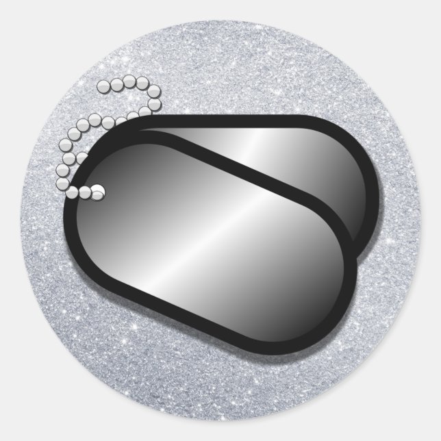 Pegatina Redonda etiquetas de perros militares (Anverso)