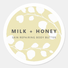 Pegatina Redonda Etiquetas de producto Beige de borde de hoja moder