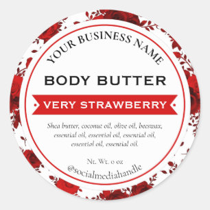 Pegatina Redonda Etiquetas de producto del país floral de rosa roja