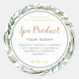 Pegatina Redonda Etiquetas de Producto Eucalyptus Foliage Spa Botán