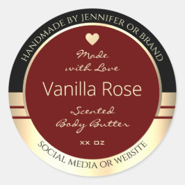 Pegatina Redonda Etiquetas de productos clásicas Black Burgundy Gol