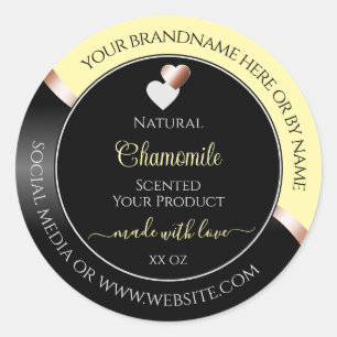 Pegatina Redonda Etiquetas de productos de corazones de oro de colo