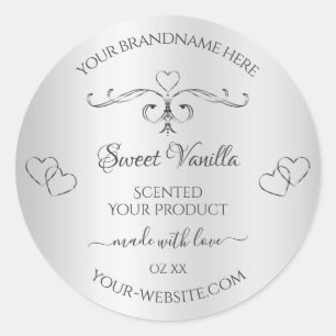 Pegatina Redonda Etiquetas de productos de plata de color Ornate De