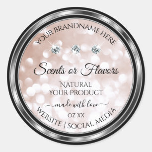 Pegatina Redonda Etiquetas de productos de Rosa de lujo con joyas d