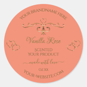 Pegatina Redonda Etiquetas de productos de salmón Borde Ornato de C