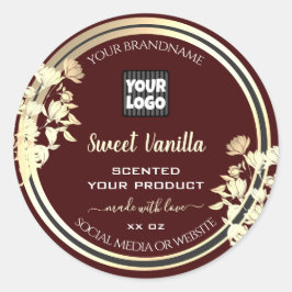 Pegatina Redonda Etiquetas de productos florales de Borgoña Persona