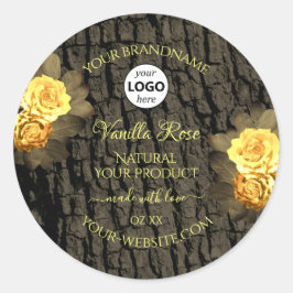 Pegatina Redonda Etiquetas de productos florales Logotipo de la cor