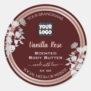 Pegatina Redonda Etiquetas de productos florales personalizadas Bor