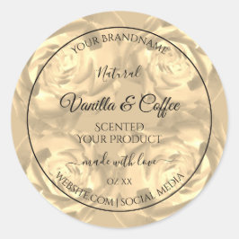 Pegatina Redonda Etiquetas de productos florales Rosas beiges color