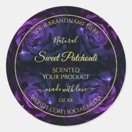 Pegatina Redonda Etiquetas de productos florales Rosas de flores mo