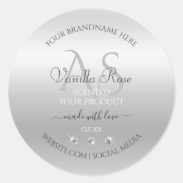 Pegatina Redonda Etiquetas de productos plateados de lujo Diamantes