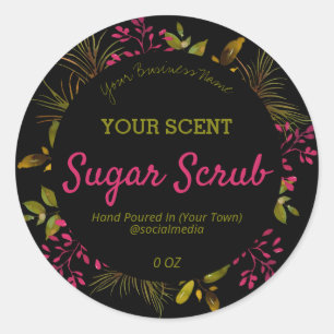 Pegatina Redonda Etiquetas De Productos Púrpura Y Verde Negro