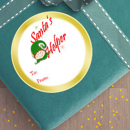 Pegatina Redonda Etiquetas de regalo de Elf de los Navidades de San