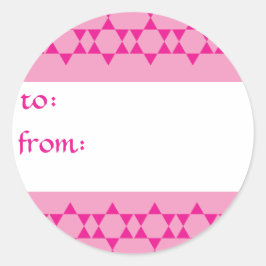 Pegatina Redonda Etiquetas de regalo de estrellas judías rosas