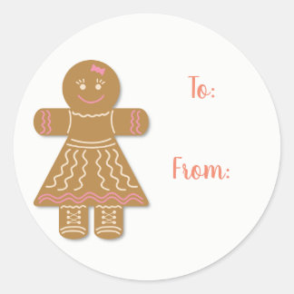 Pegatina Redonda Etiquetas de regalo de la mujer de pan de jengibre