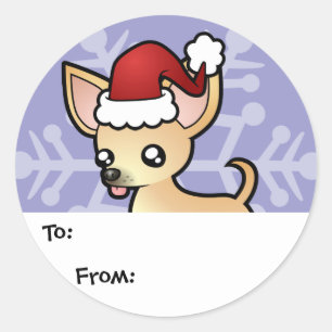 Pegatina Redonda Etiquetas de regalo de los navidades Chihuahua (ab