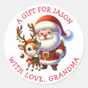 Pegatina Redonda Etiquetas de regalo de Navidad personalizadas