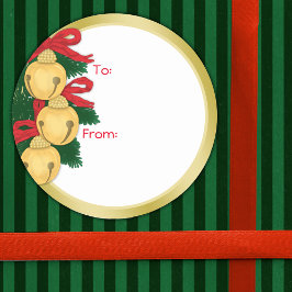 Pegatina Redonda Etiquetas de regalo de Navidad verde de la cinta r