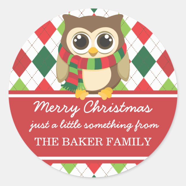 Pegatina Redonda Etiquetas de regalo navideño (Anverso)