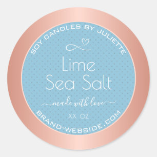 Pegatina Redonda Etiquetas de sal de mar con efecto Rosa ligero azu