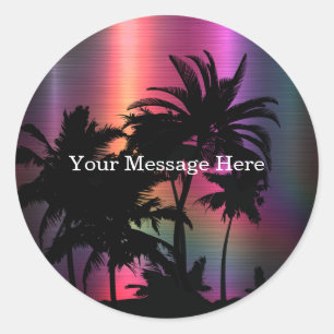 Pegatina Redonda Etiquetas de sticker personalizadas únicas tropica