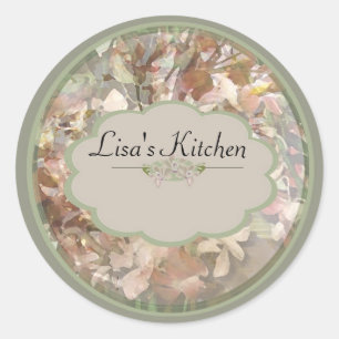 Pegatina Redonda Etiquetas de tarro de especias de orquídeas verdes