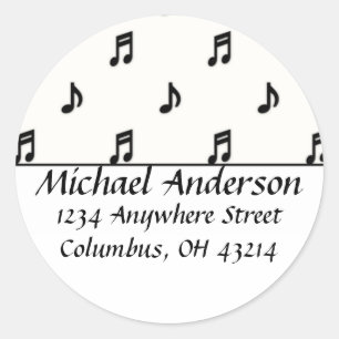 Pegatina Redonda Etiquetas del remite:: Notas negras de la música