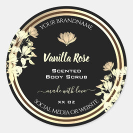 Pegatina Redonda Etiquetas elegantes de embalaje de productos dorad