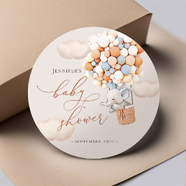 Pegatina Redonda ¡Etiquetas Elephant Favor! Baby Shower Classic Rou