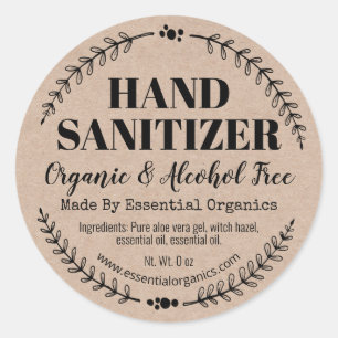 Pegatina Redonda Etiquetas Kraft Organic Handmade Hand Sanitizer