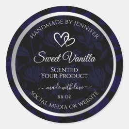 Pegatina Redonda Etiquetas modernas de productos florales en negro 