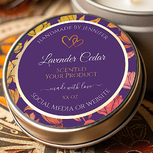 Pegatina Redonda Etiquetas para envases de productos morados con fl