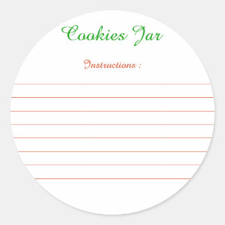 Pegatina Redonda Etiquetas para instrucciones de “Cookies Jar "
