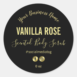 Pegatina Redonda Etiquetas simples de productos negros