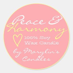 Pegatina Redonda Etiquetas simples de velas de Rubor rosadas con Pa