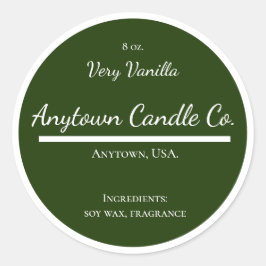 Pegatina Redonda Etiquetas verdes y blancas clásicas del tarro de