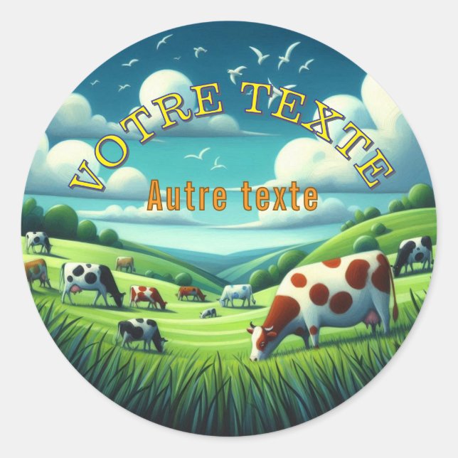 Pegatina Redonda Étiquette ronde classique (Fromagerie) (Anverso)