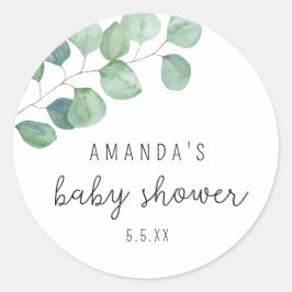 Pegatina Redonda Eucalipto - baby shower